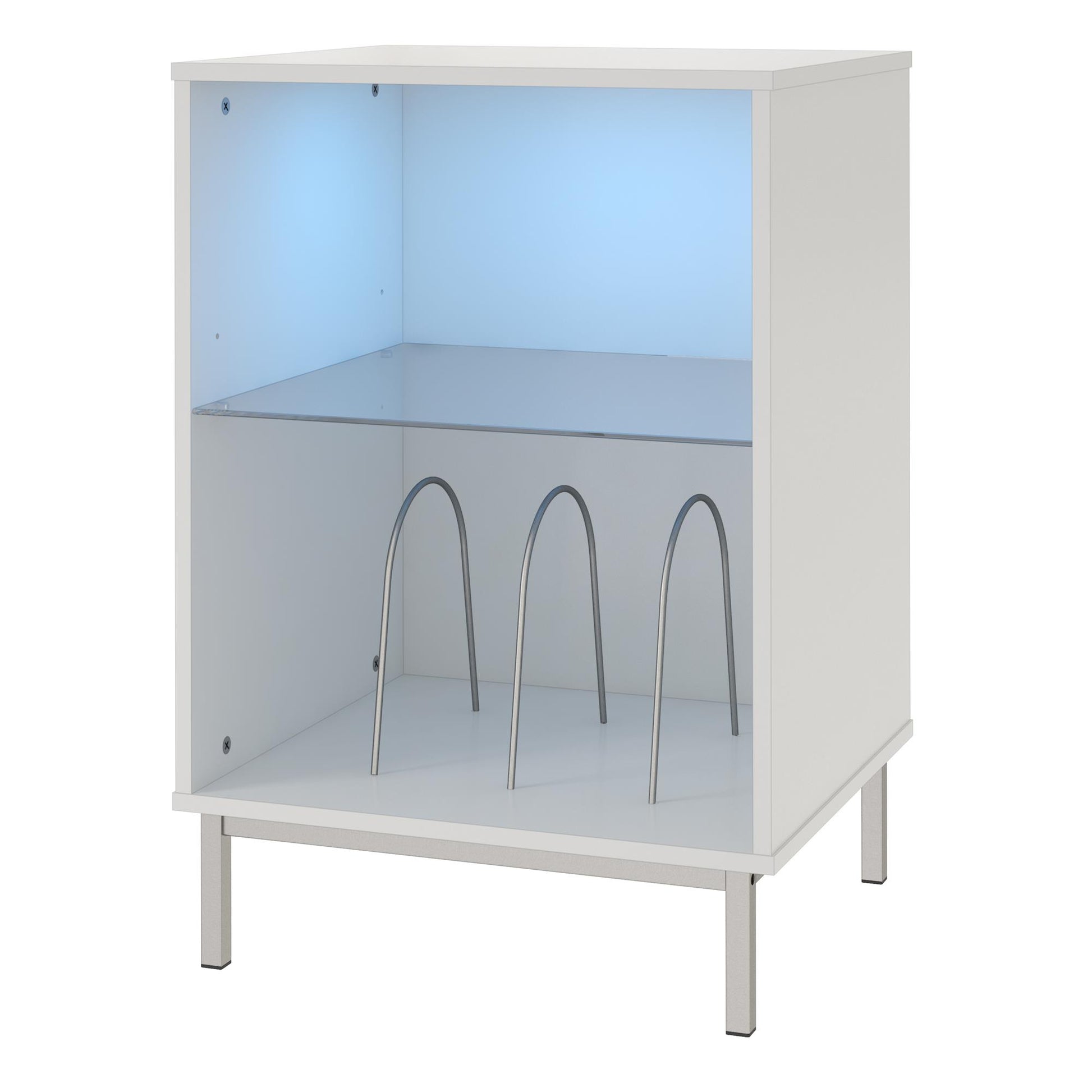 Lumina Turntable Stand with 2 Shelves and LED Lights - White