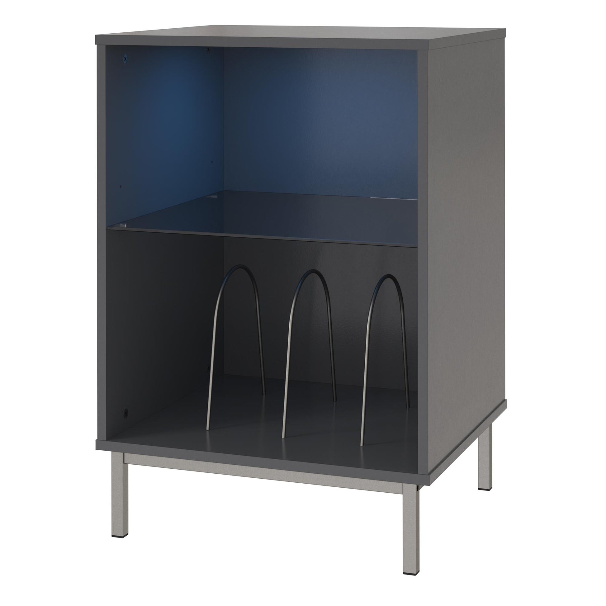 Lumina Turntable Stand with 2 Shelves and LED Lights - Graphite Grey