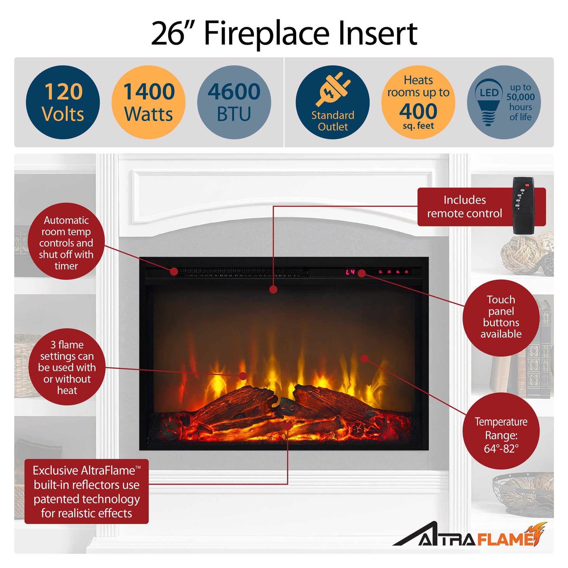 Ayden Park Electric Fireplace TV Stand for TVs up to 65 Inch - Espresso