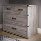 Nova 4 Drawer Storage Dresser with Leather Drawer Pulls - Gray Oak