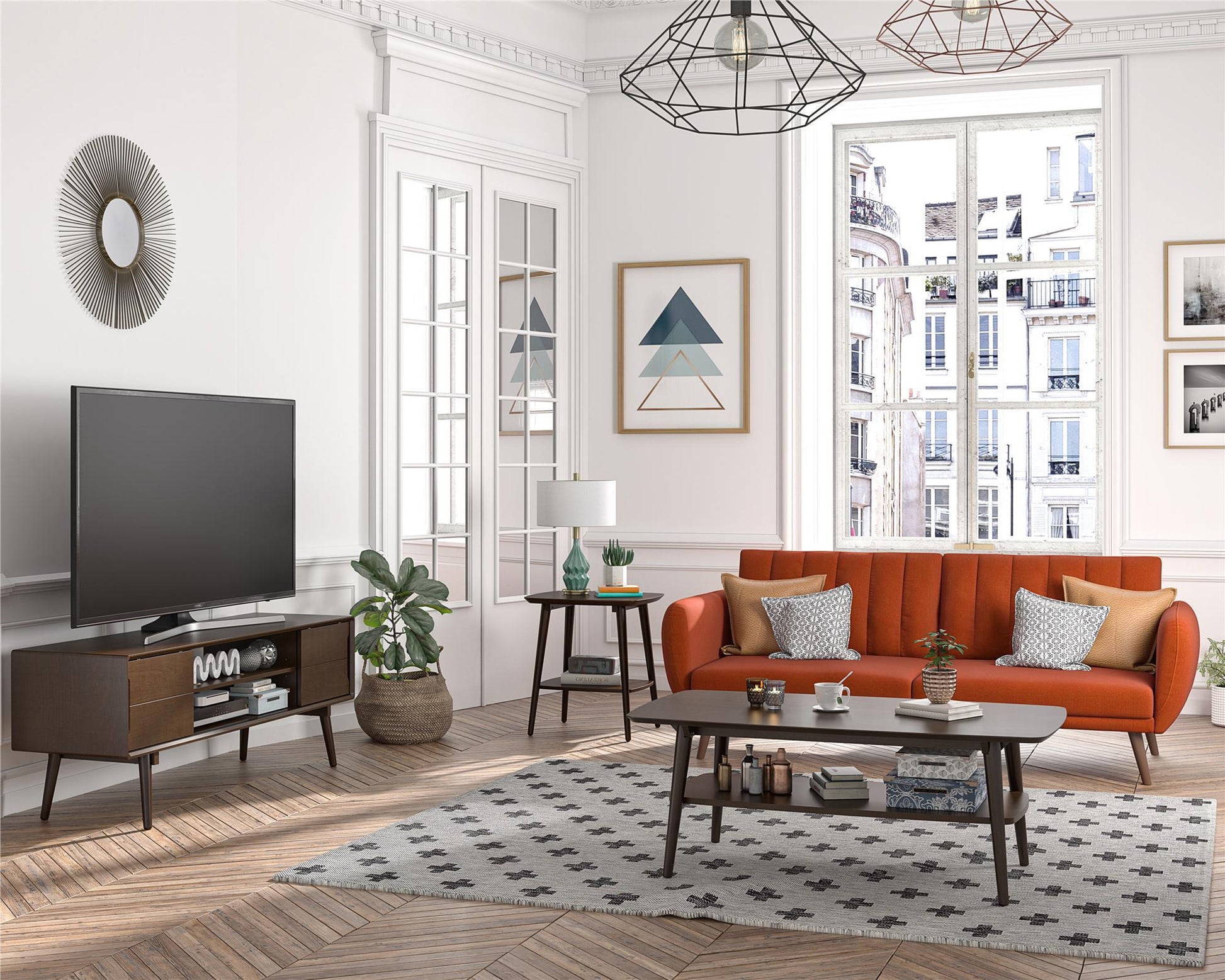 Brittany TV Stand for TVs up to 55", Walnut - Florence Walnut