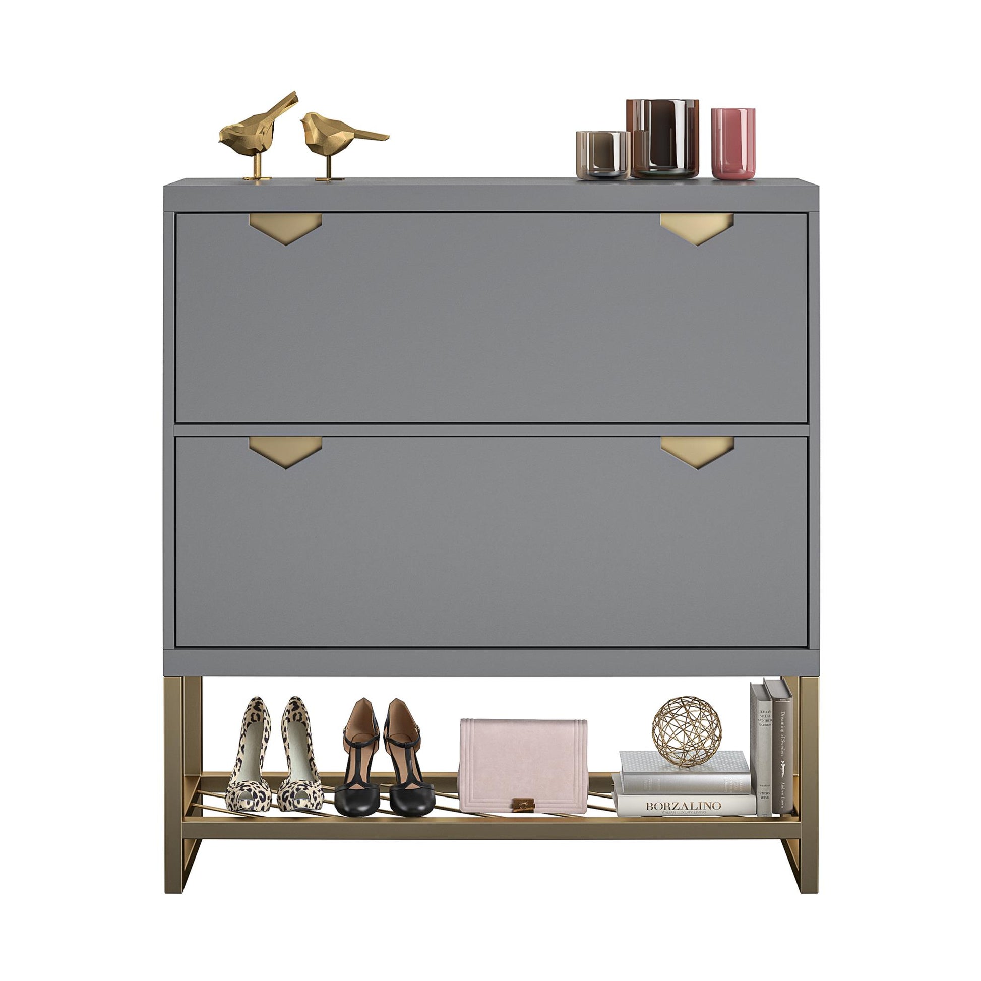 CosmoLiving by Cosmopolitan Brielle Entryway Shoe Storage - Graphite Grey