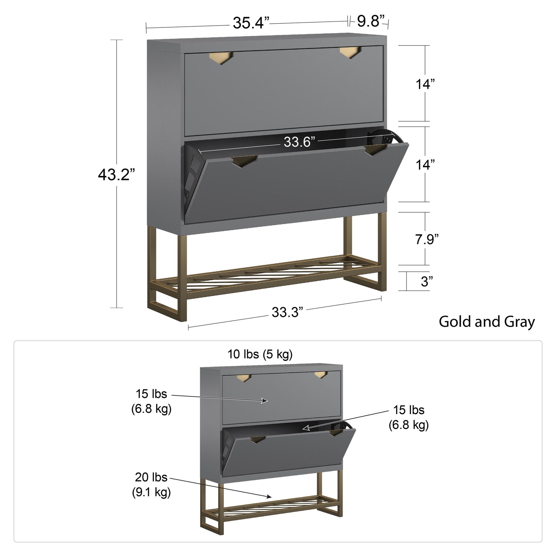 CosmoLiving by Cosmopolitan Brielle Entryway Shoe Storage - Graphite Grey