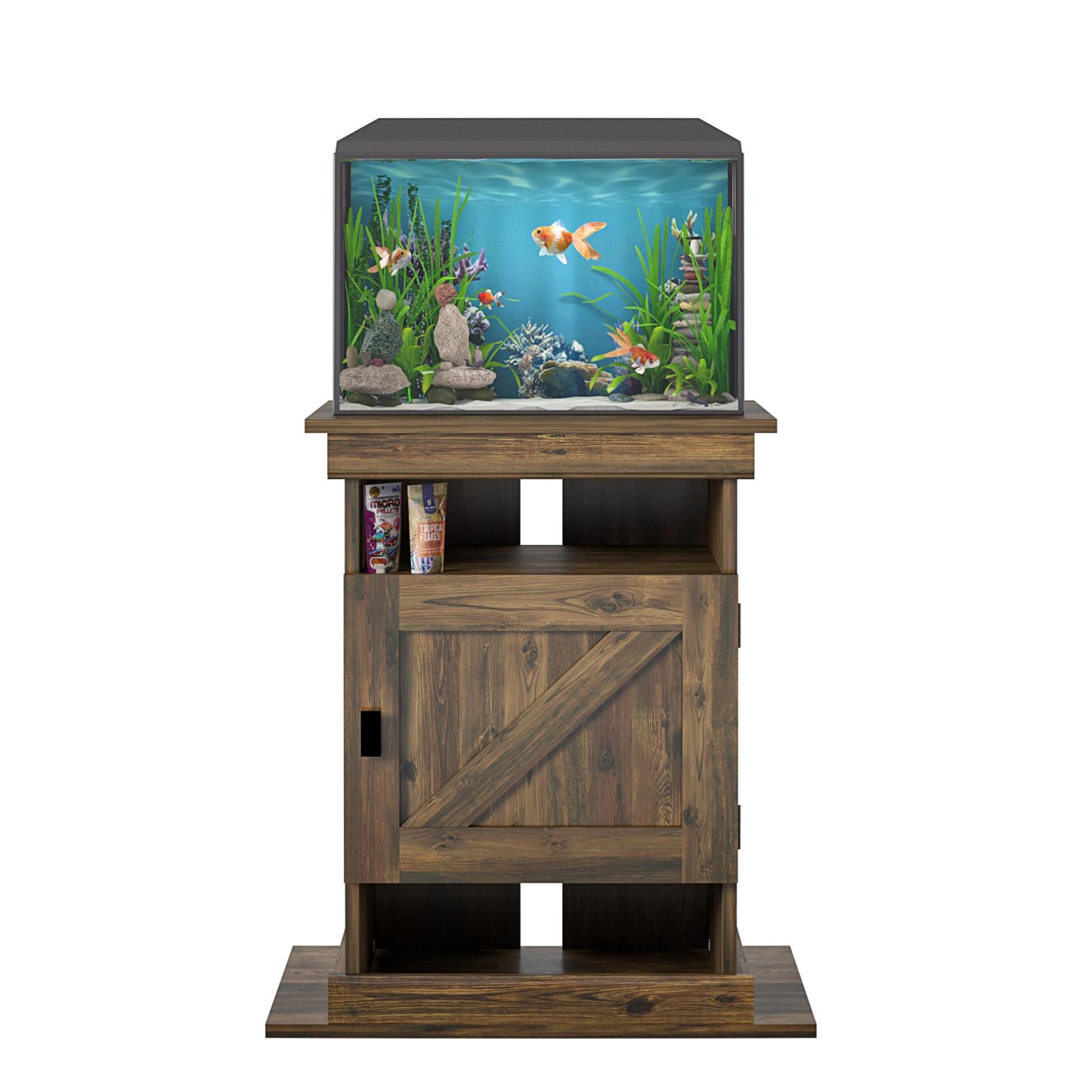 Flipper Farmington Rustic Farmhouse Aquarium Stand For 10 or 20 Gallon Tank - Rustic