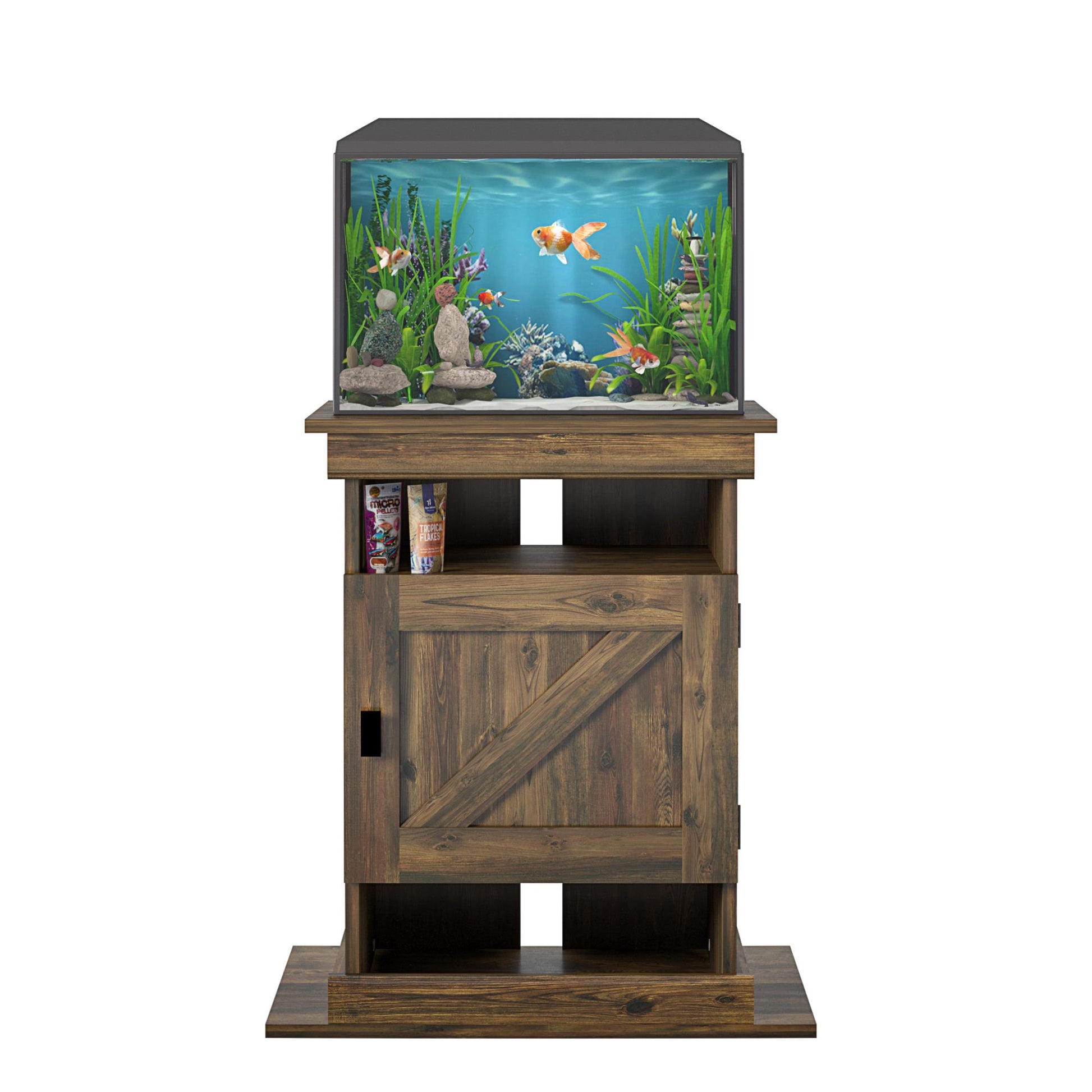 Flipper Farmington Rustic Farmhouse Aquarium Stand For 10 or 20 Gallon Tank - Rustic
