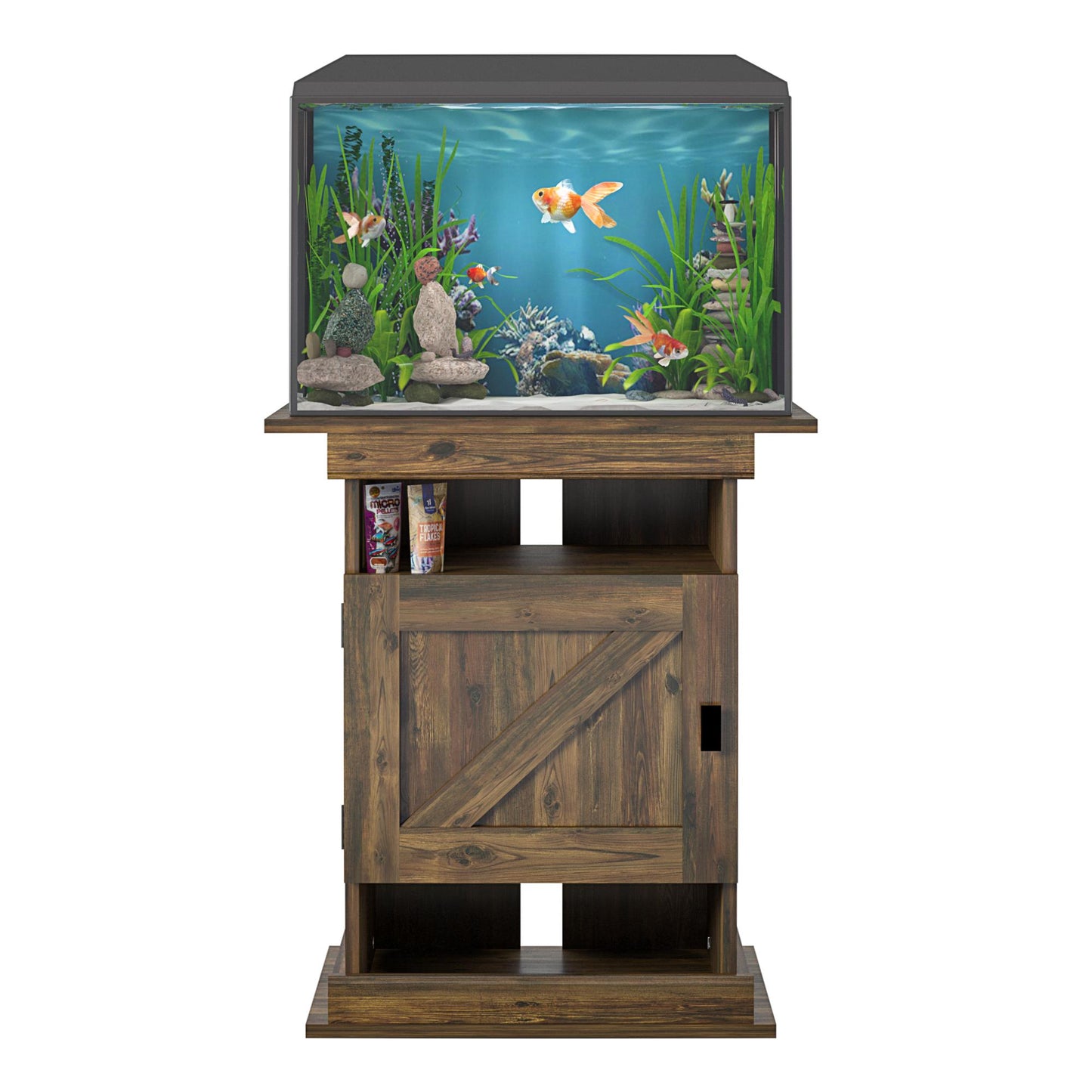 Flipper Farmington Rustic Farmhouse Aquarium Stand For 10 or 20 Gallon Tank - Rustic