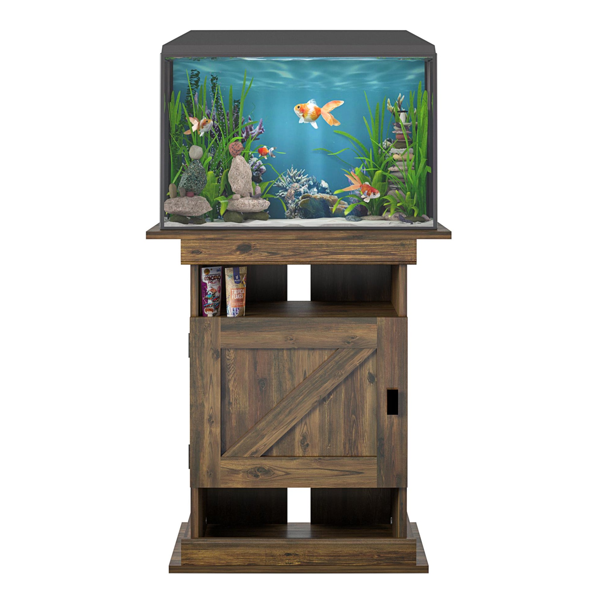 Flipper Farmington Rustic Farmhouse Aquarium Stand For 10 or 20 Gallon Tank - Rustic