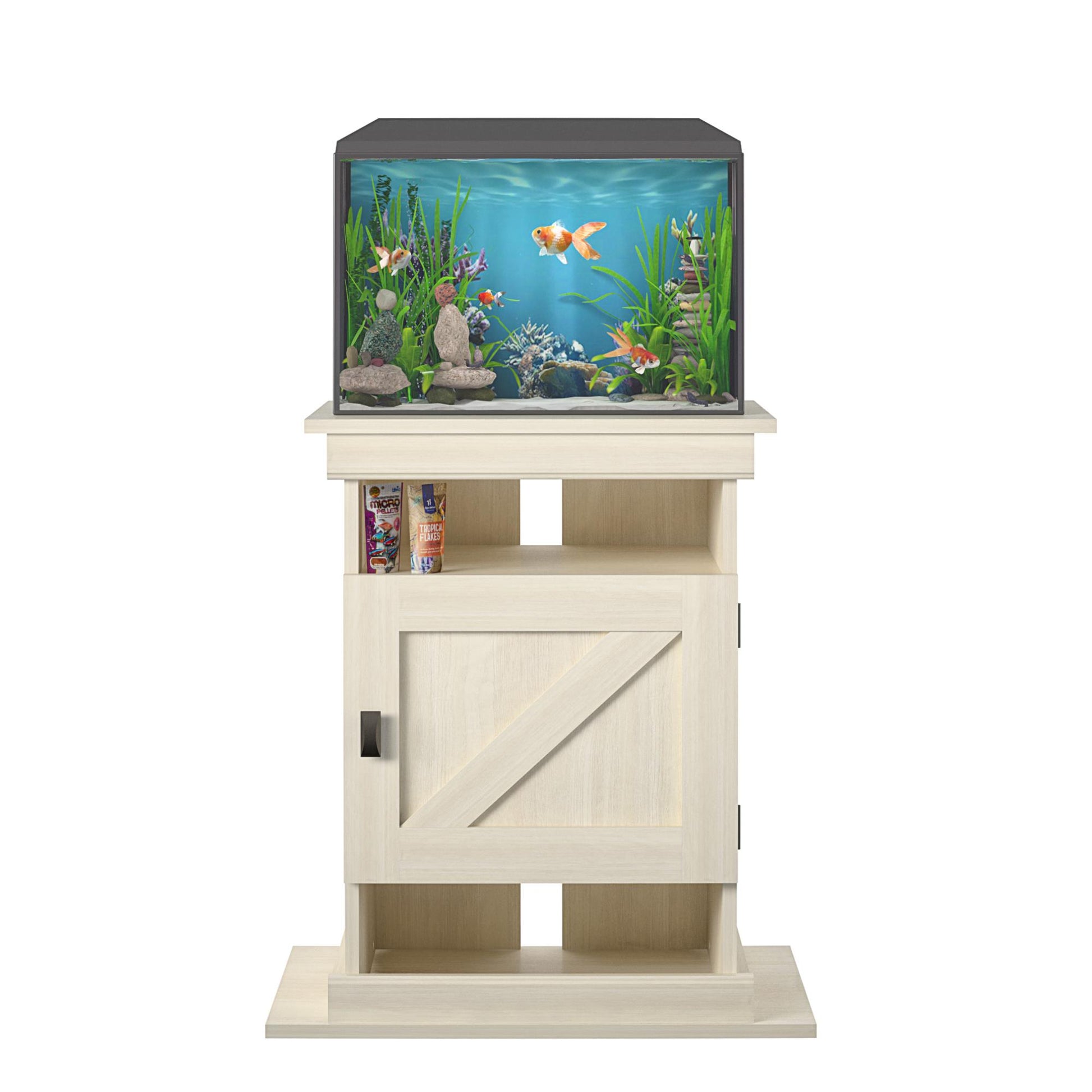 Flipper Farmington Rustic Farmhouse Aquarium Stand For 10 or 20 Gallon Tank - Ivory Oak