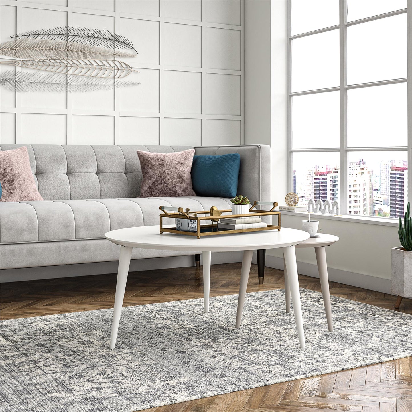 CosmoLiving by Cosmopolitan Carnegie Nesting Tables - White