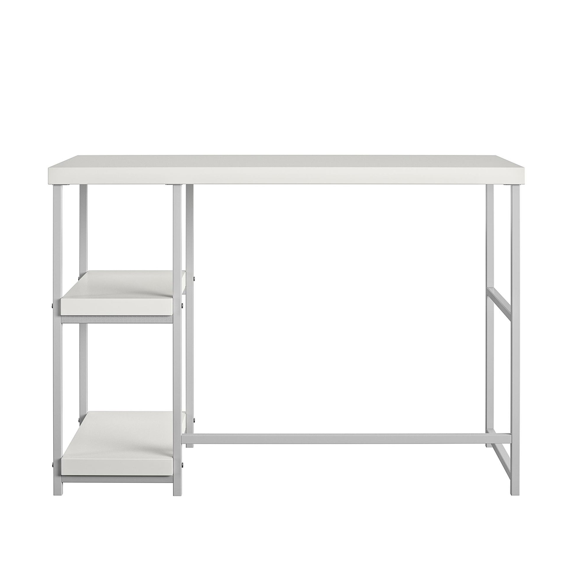 Kimberly Kids Desk with Reversible Shelves and Large Work Surface - White