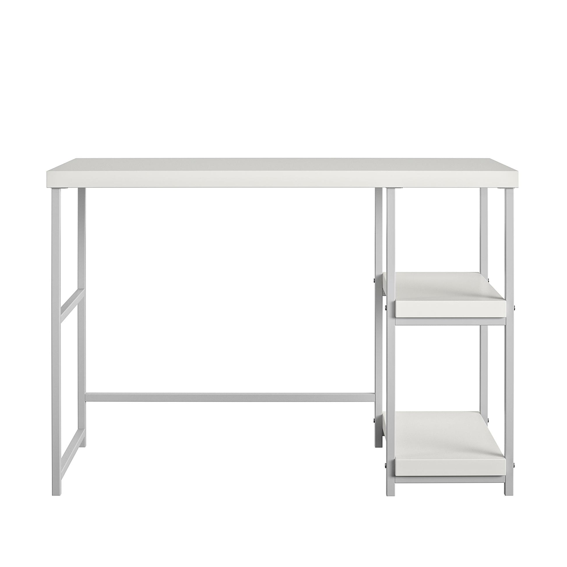 Kimberly Kids Desk with Reversible Shelves and Large Work Surface - White