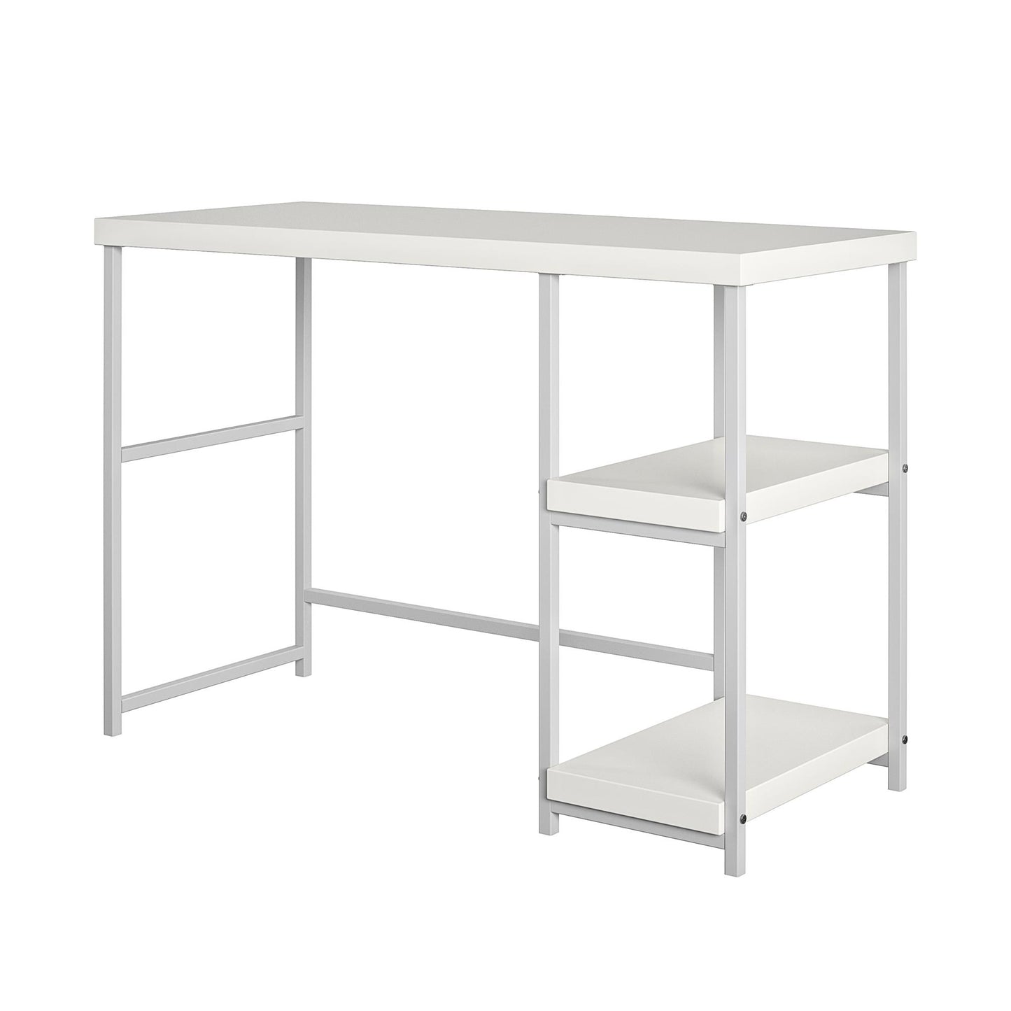 Kimberly Kids Desk with Reversible Shelves and Large Work Surface - White