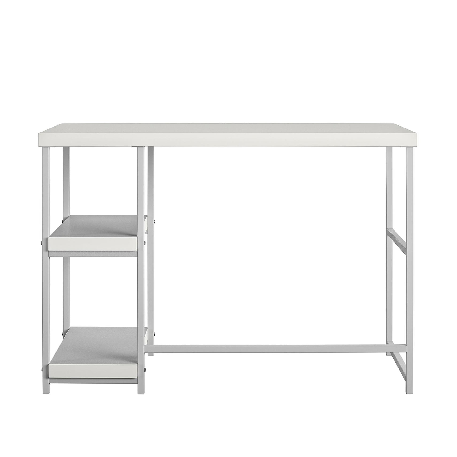 Kimberly Kids Desk with Reversible Shelves and Large Work Surface - White