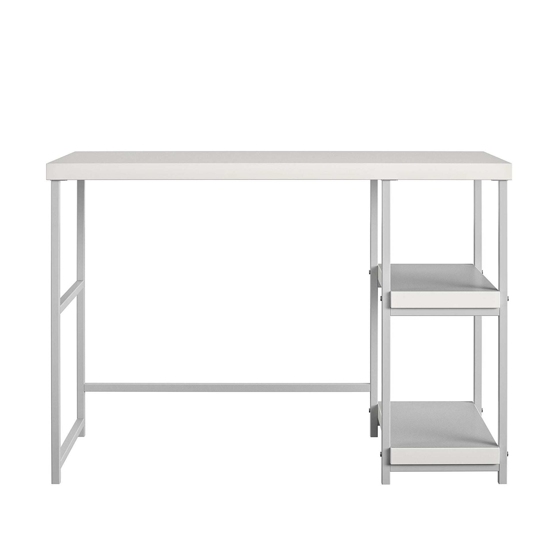 Kimberly Kids Desk with Reversible Shelves and Large Work Surface - White