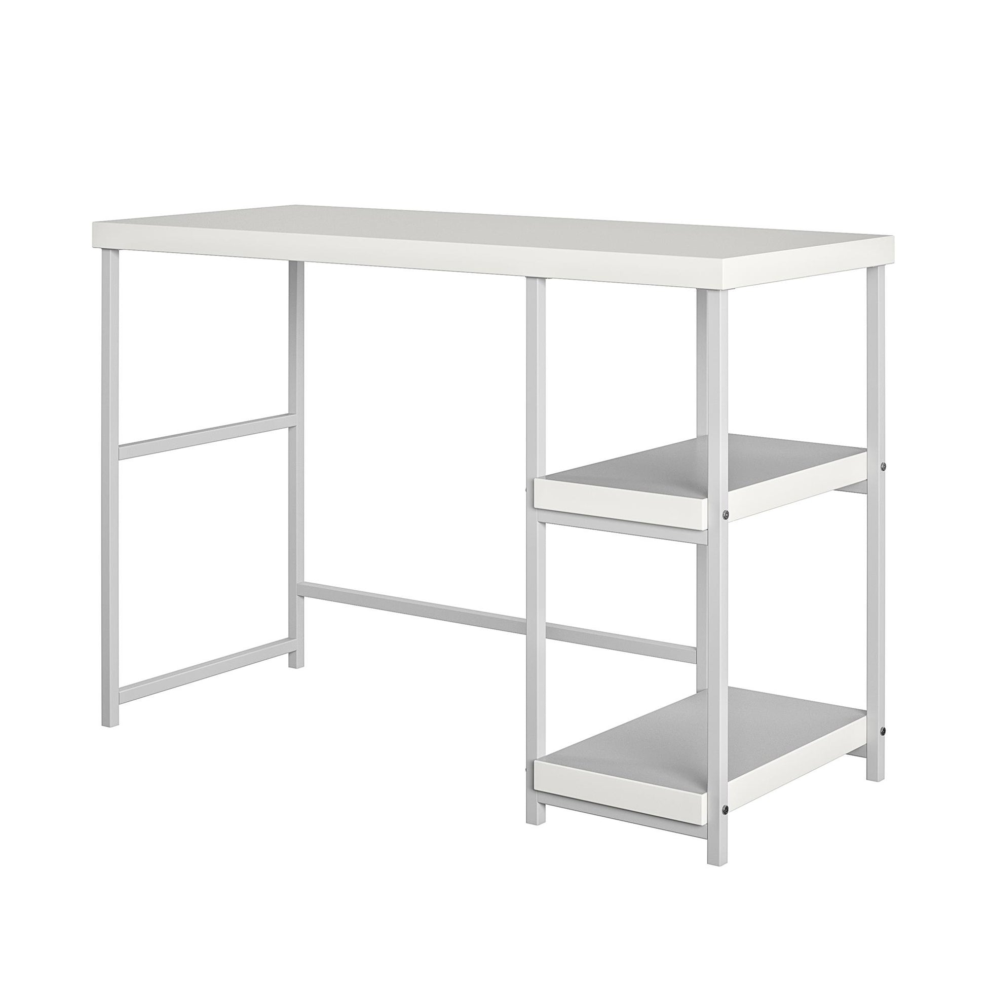 Kimberly Kids Desk with Reversible Shelves and Large Work Surface - White