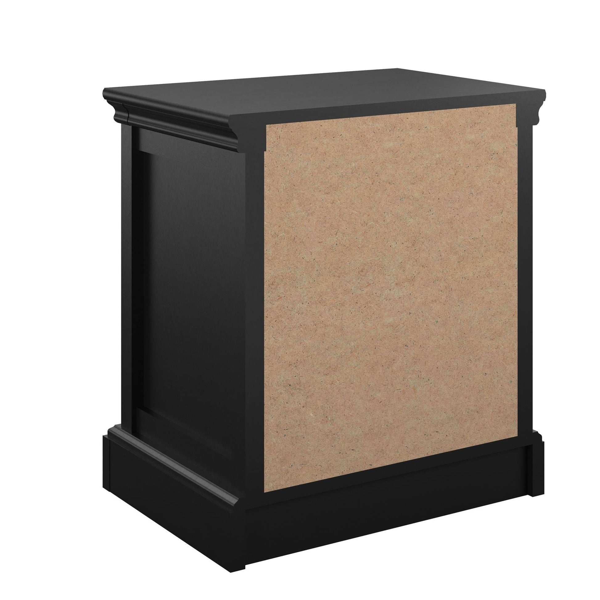Bristol 1 Drawer Nightstand with Elegant Moldings and Pewter Pull - Black