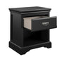 Bristol 1 Drawer Nightstand with Elegant Moldings and Pewter Pull - Black