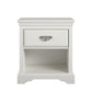 Bristol 1 Drawer Nightstand with Elegant Moldings and Pewter Pull - White