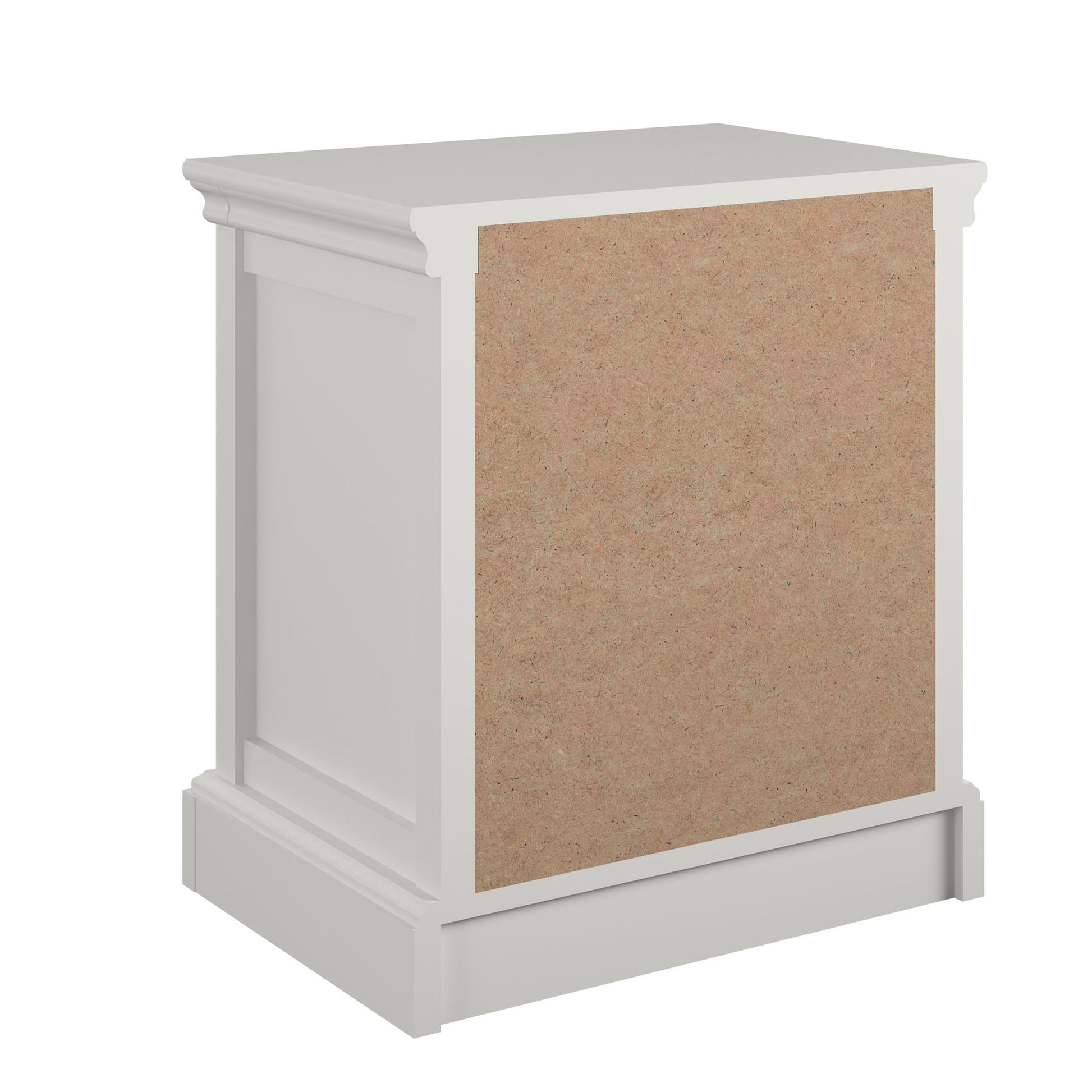 Bristol 1 Drawer Nightstand with Elegant Moldings and Pewter Pull - White
