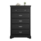 Bristol Traditional 5 Drawer Dresser with Elegant Moldings and Pewter Pulls - Black