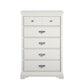 Bristol Traditional 5 Drawer Dresser with Elegant Moldings and Pewter Pulls - White