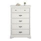 Bristol Traditional 5 Drawer Dresser with Elegant Moldings and Pewter Pulls - White