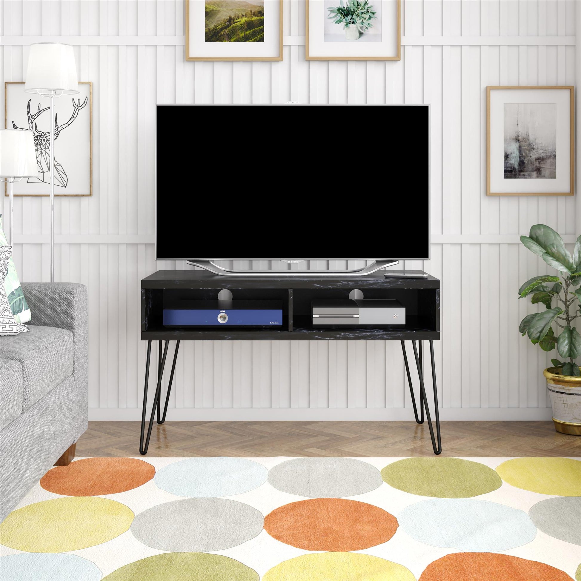 Athena TV Stand for TVs up to 42" - Black Marble