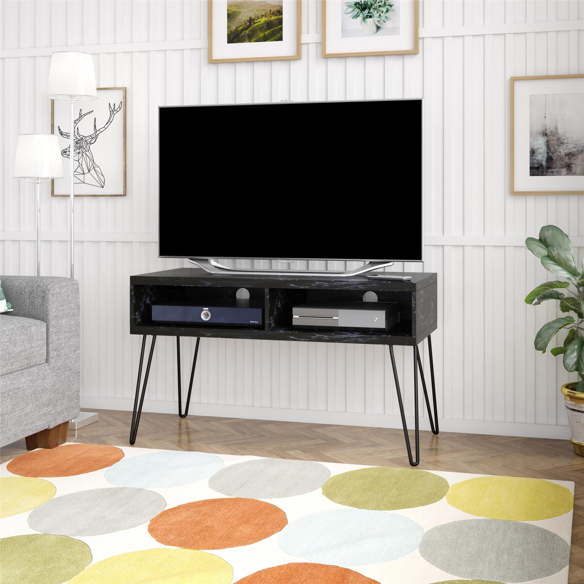 Athena TV Stand for TVs up to 42" - Black Marble