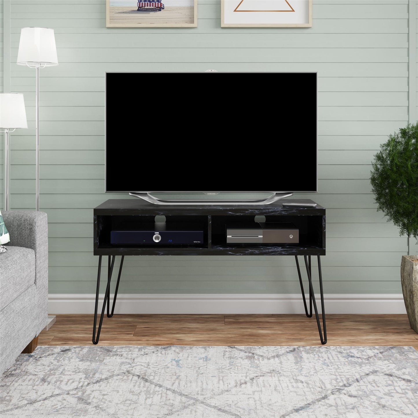 Athena TV Stand for TVs up to 42" - Black Marble