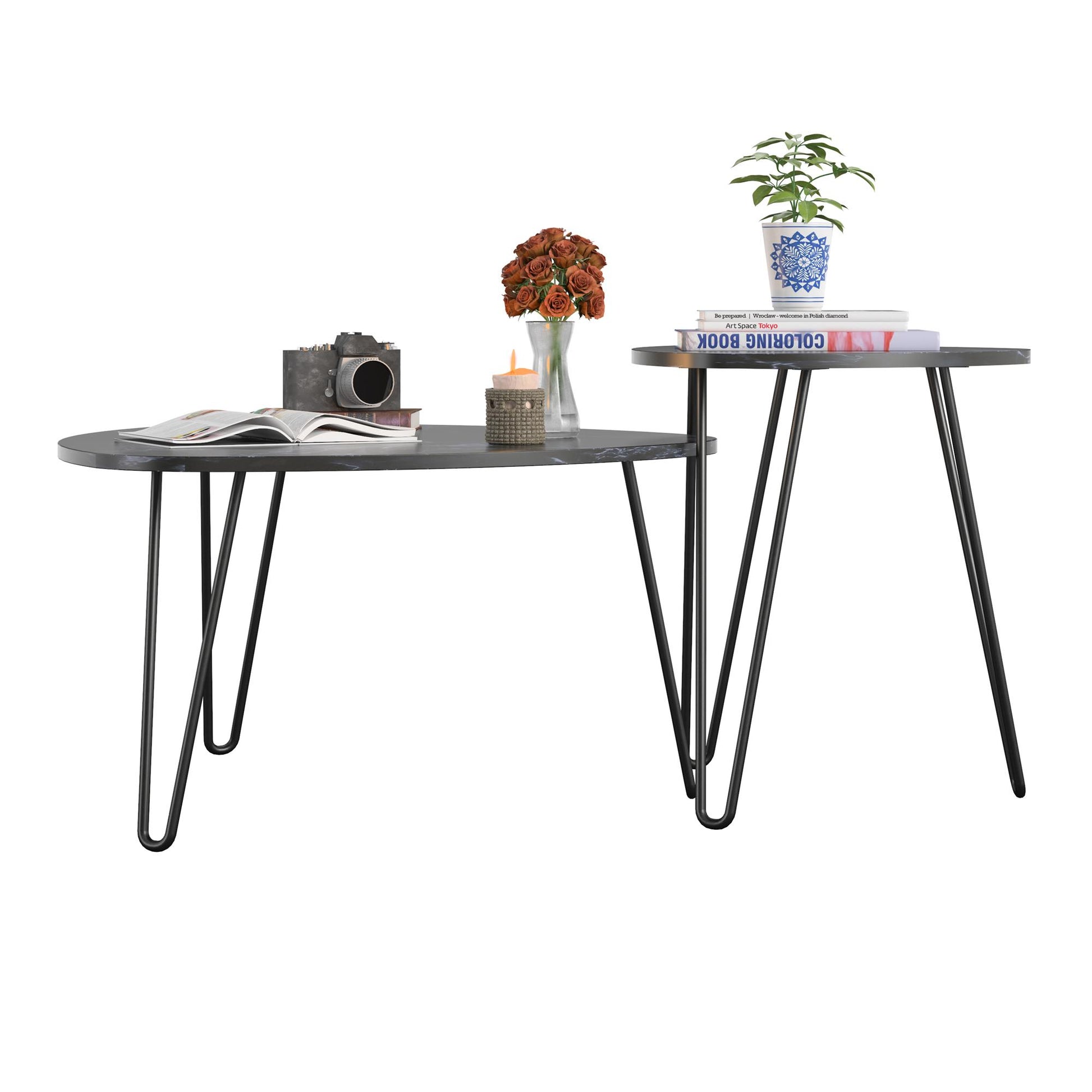 Athena Nesting Tables - Black Marble