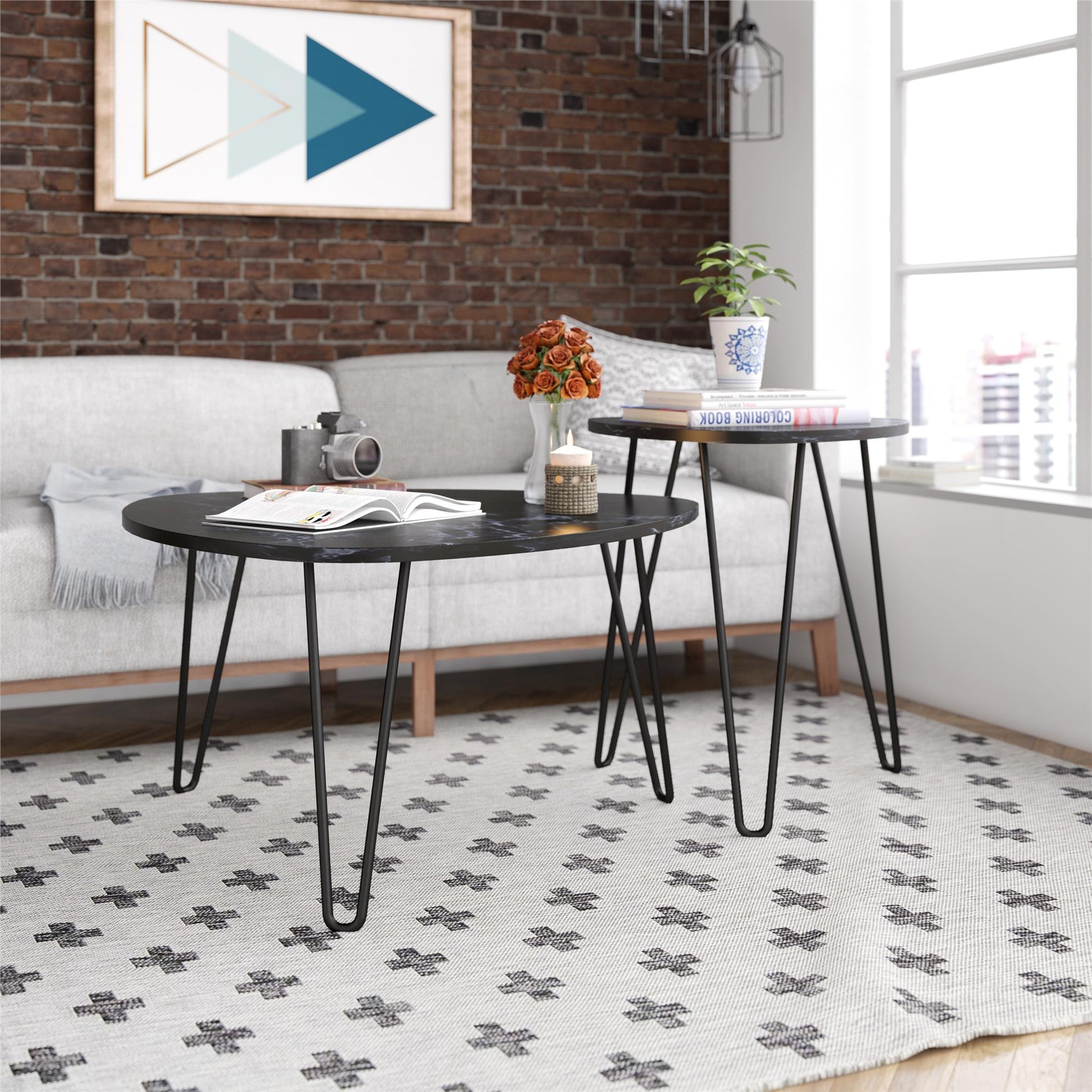 Athena Nesting Tables - Black Marble