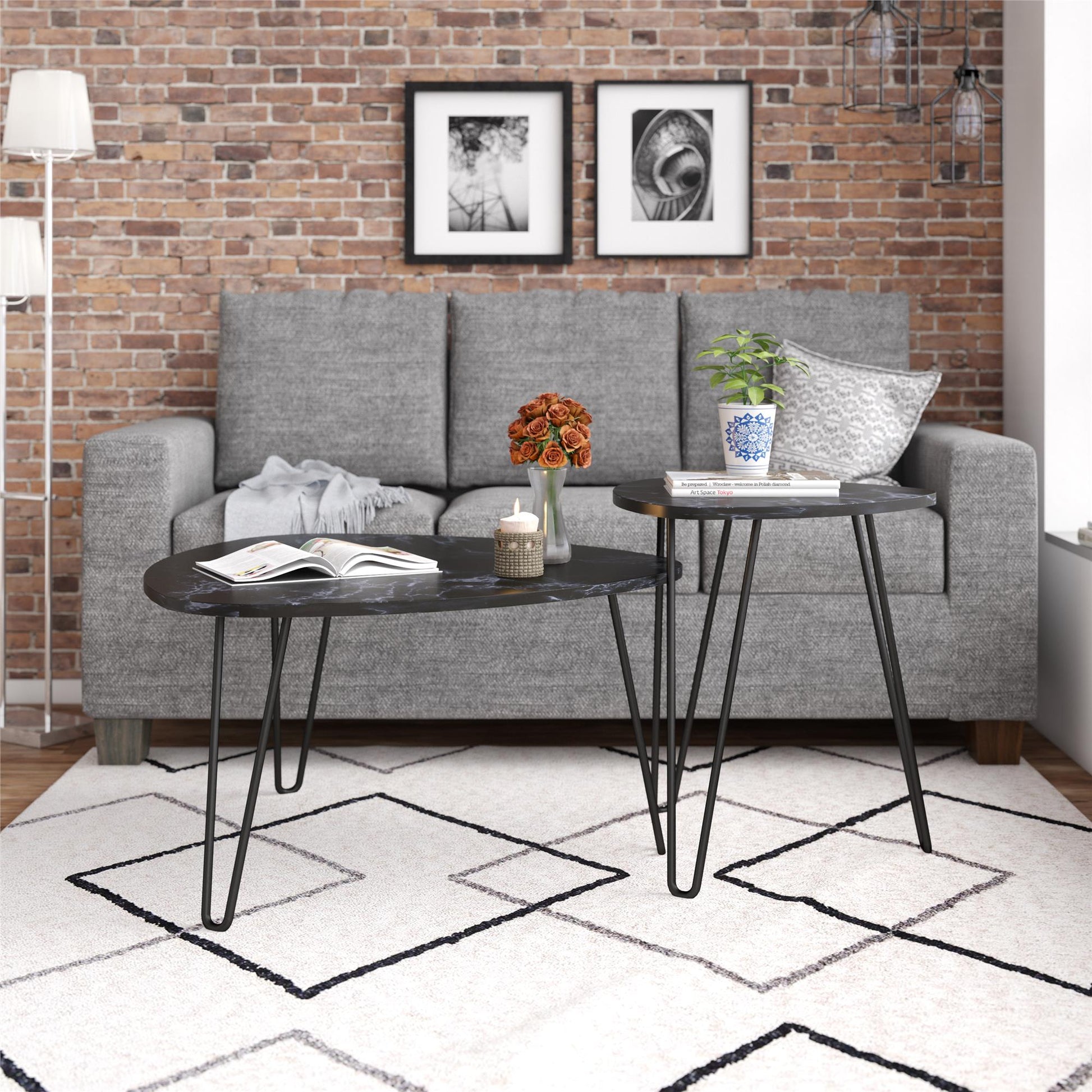 Athena Nesting Tables - Black Marble