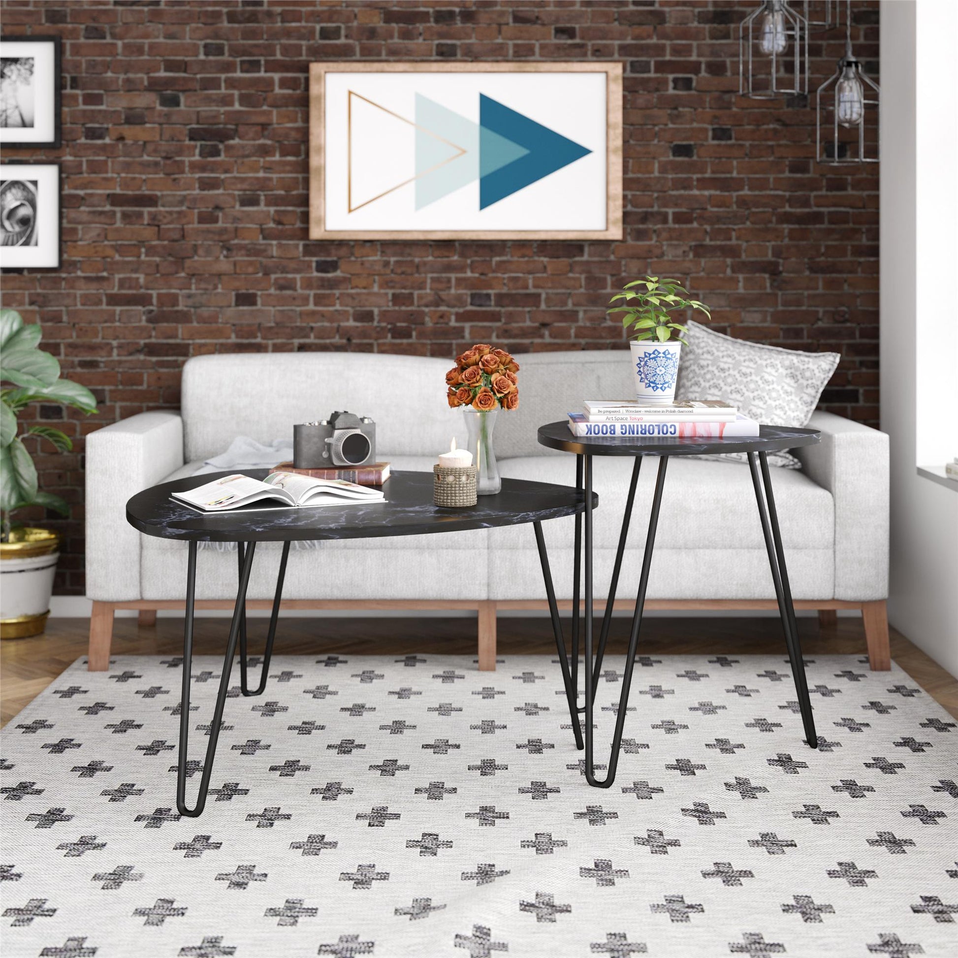 Athena Nesting Tables - Black Marble
