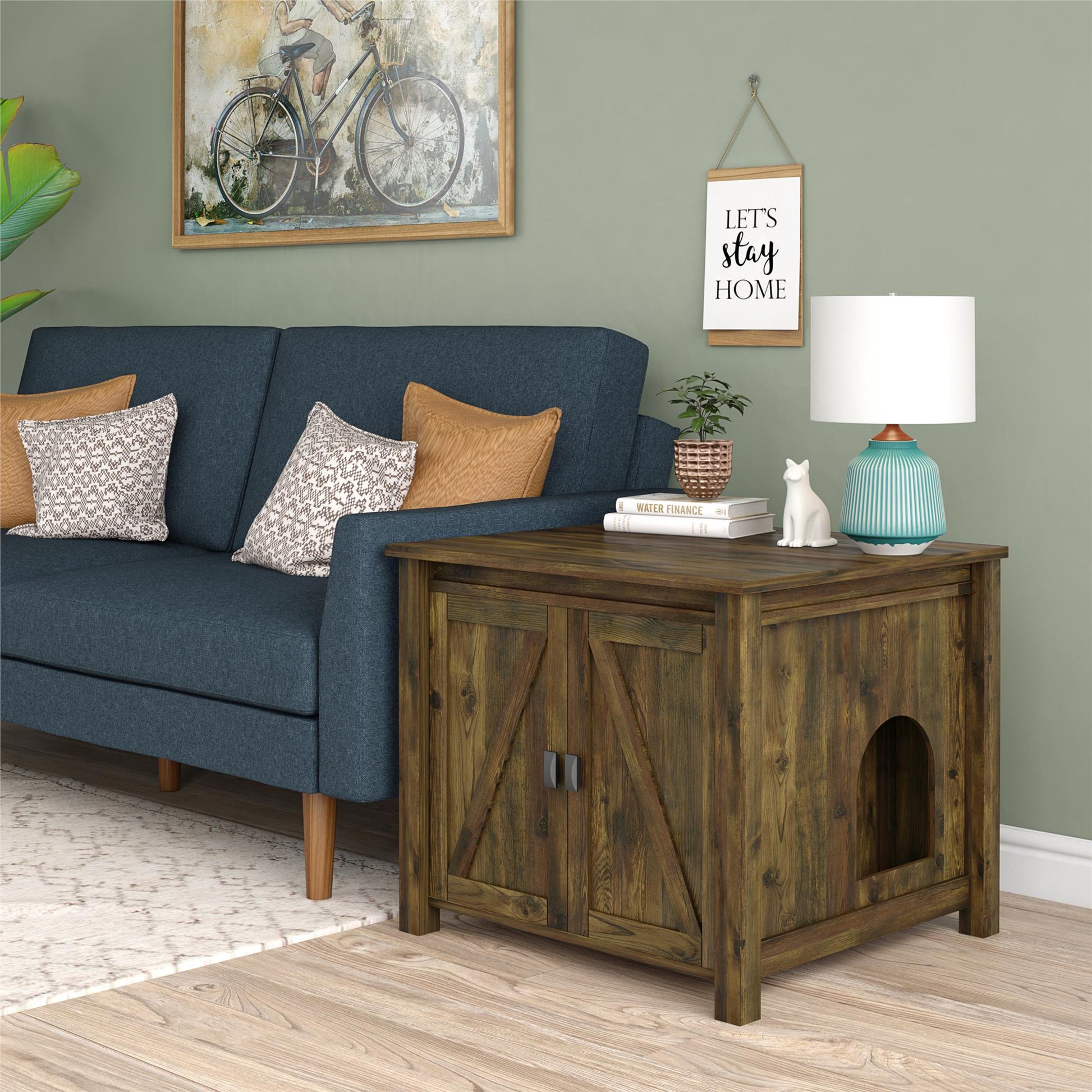 Farmington Rustic Farmhouse Litter Box Enclosure for Cats - Rustic