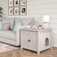 Farmington Rustic Farmhouse Litter Box Enclosure for Cats - Ivory Pine