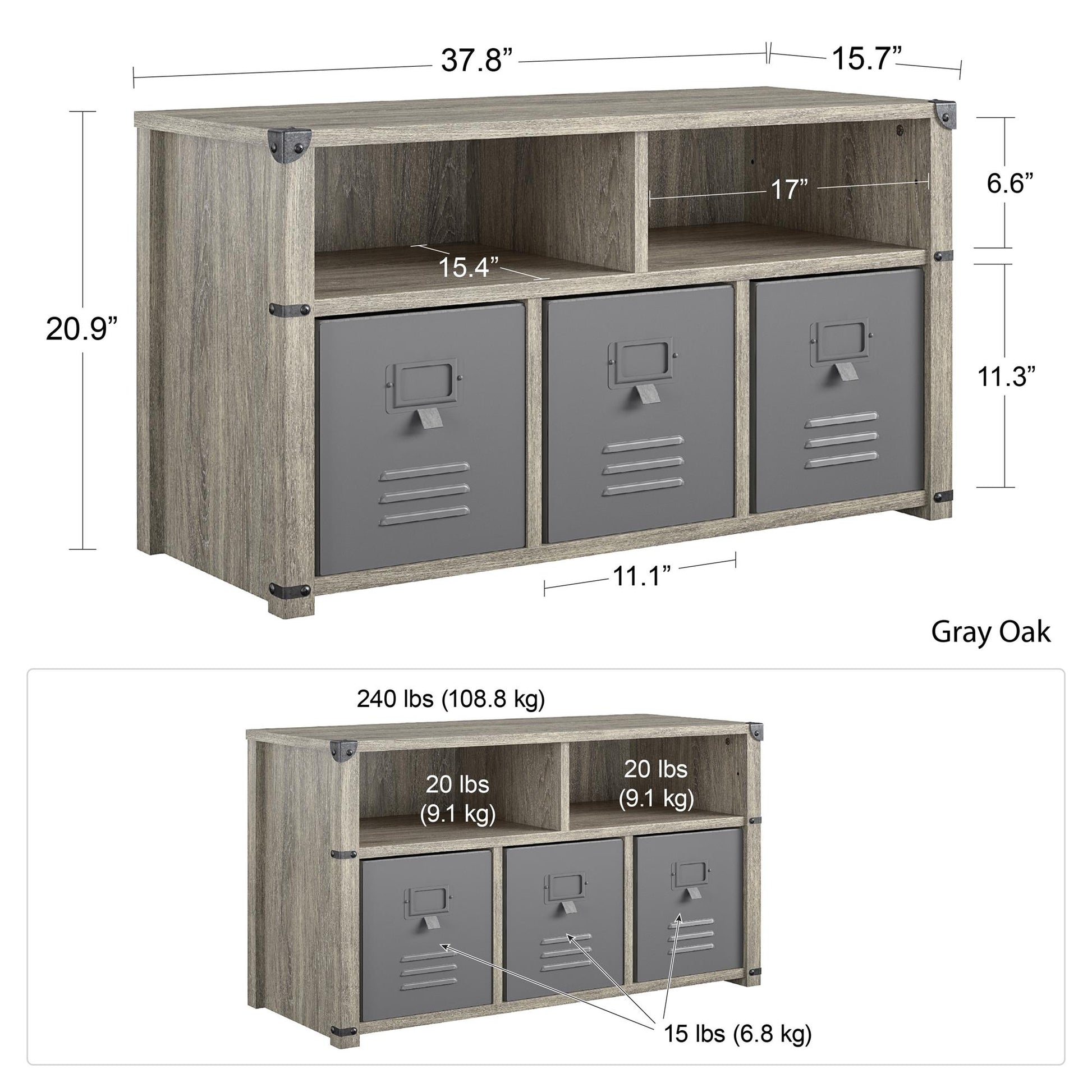 Nova Multipurpose Storage Bench with Metal Accents - Gray Oak
