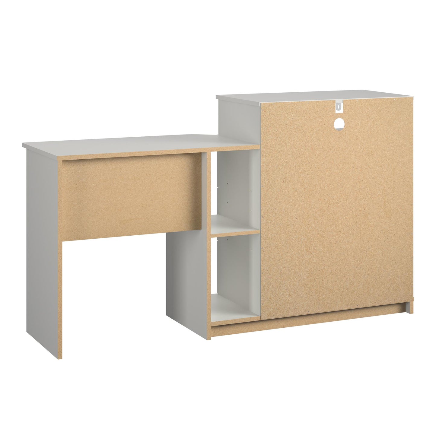 Rebel 3 in 1 Media Dresser with Side Storage and Desk - White
