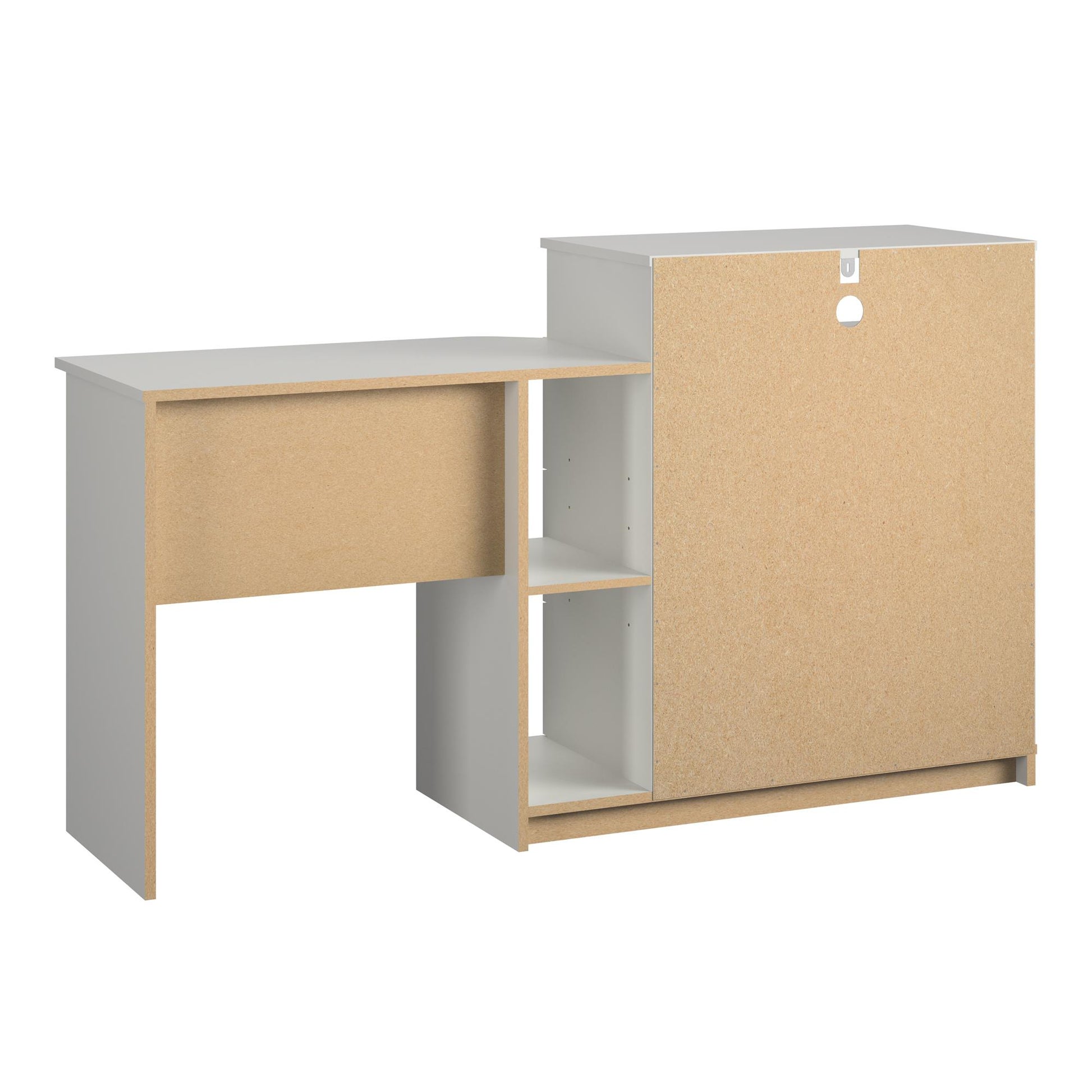 Rebel 3 in 1 Media Dresser with Side Storage and Desk - White