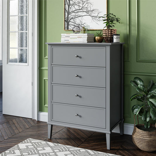 Franklin 4 Drawer Dresser with Durable Metal Slides - Gray