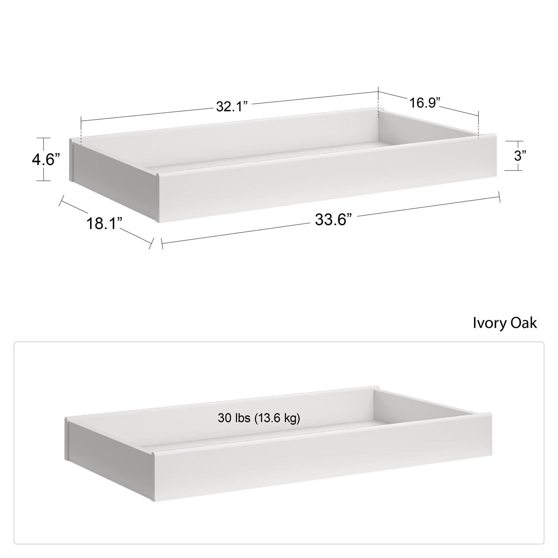 Poppy Changing Table Topper for Nursery Dresser - Ivory Oak