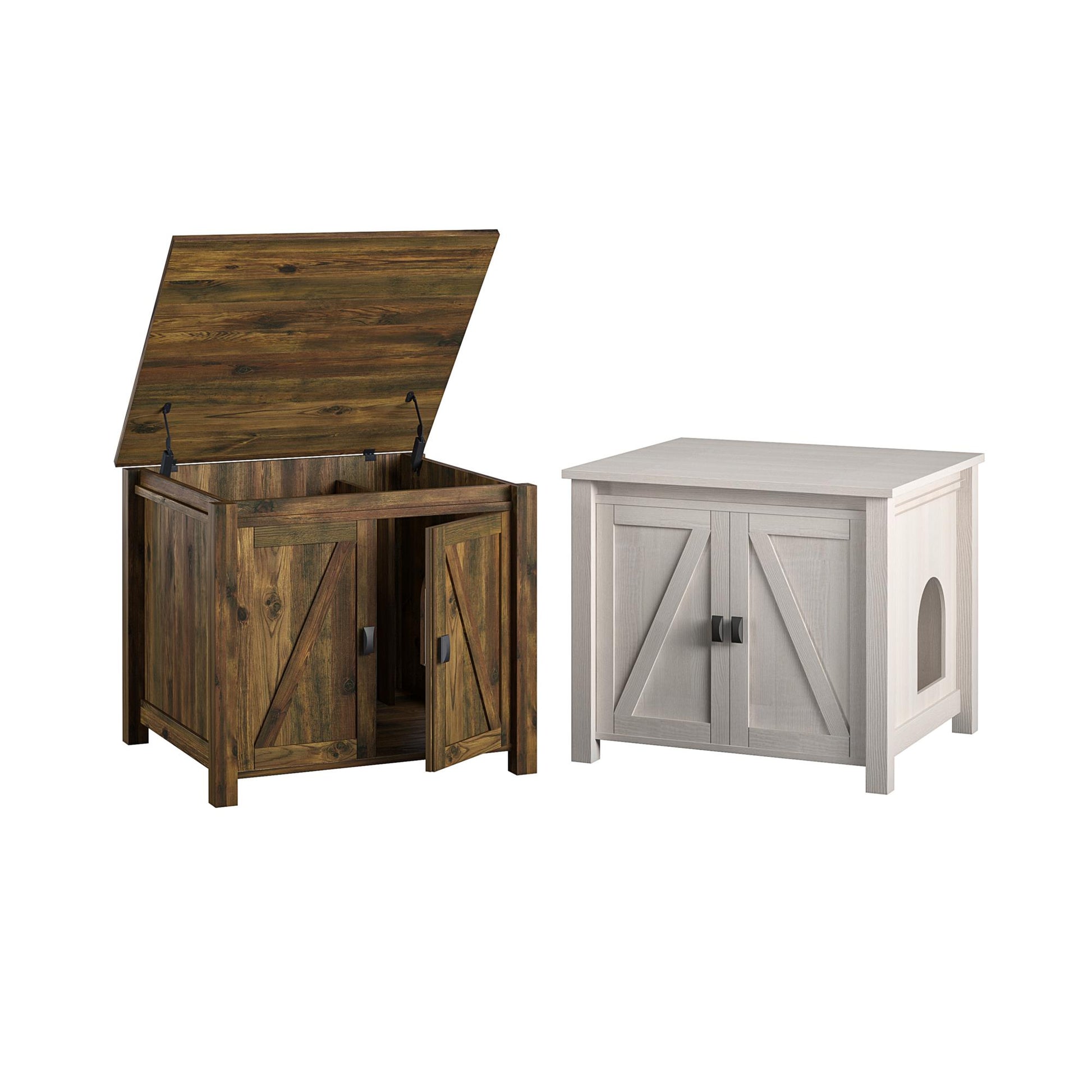 Farmington Rustic Farmhouse Litter Box Enclosure for Cats - Rustic