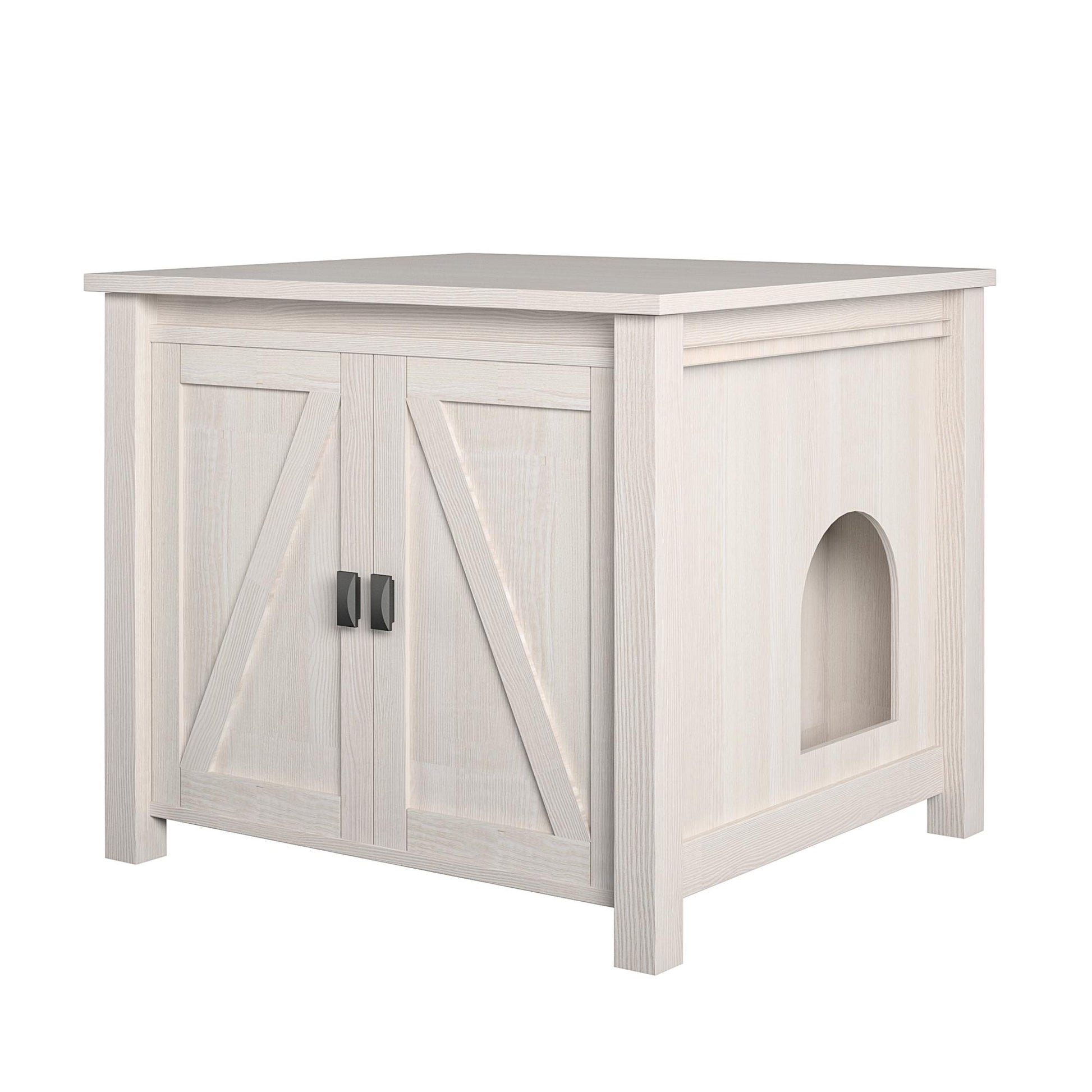 Farmington Rustic Farmhouse Litter Box Enclosure for Cats - Ivory Pine