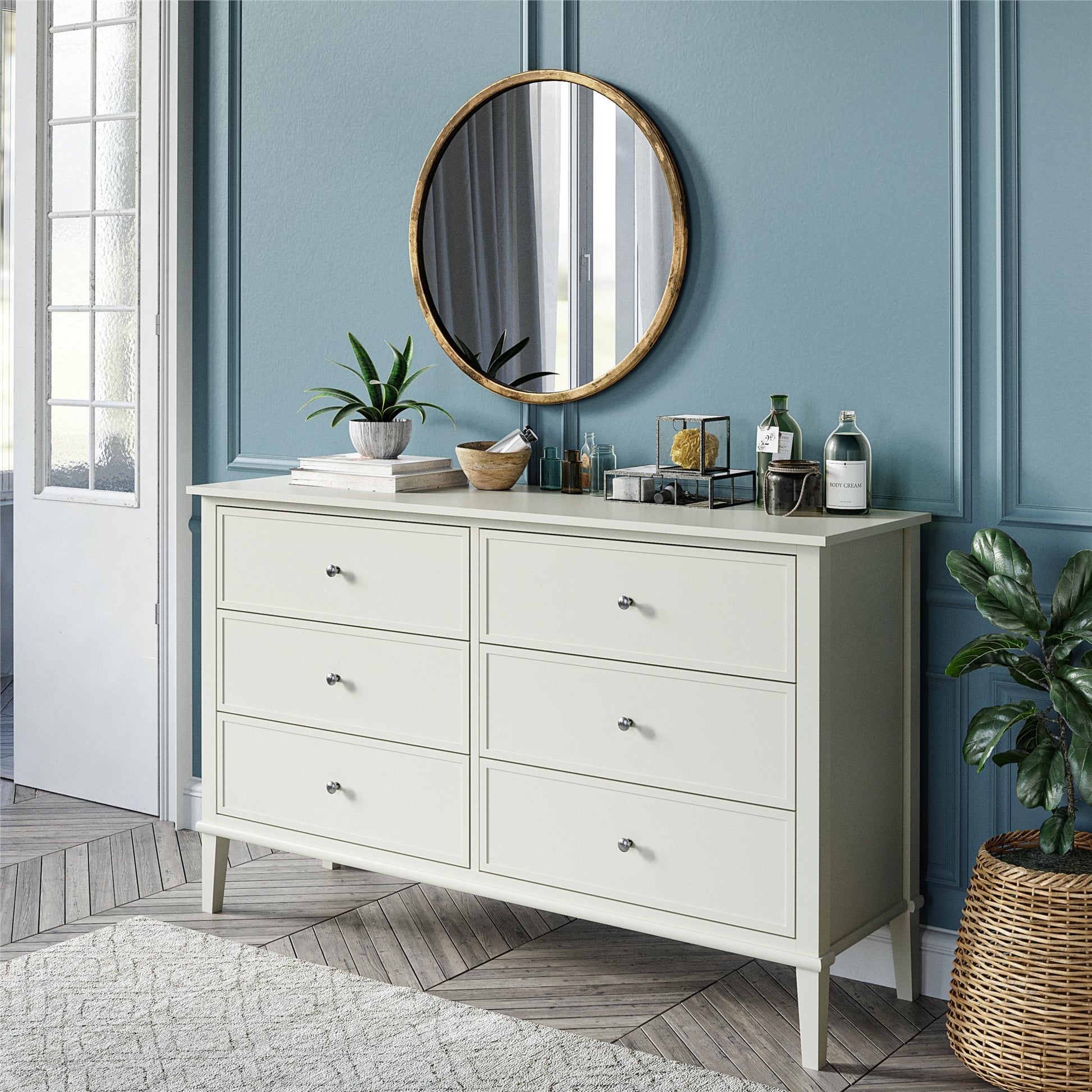 Franklin 6 Drawer Dresser with Durable Metal Slides - White