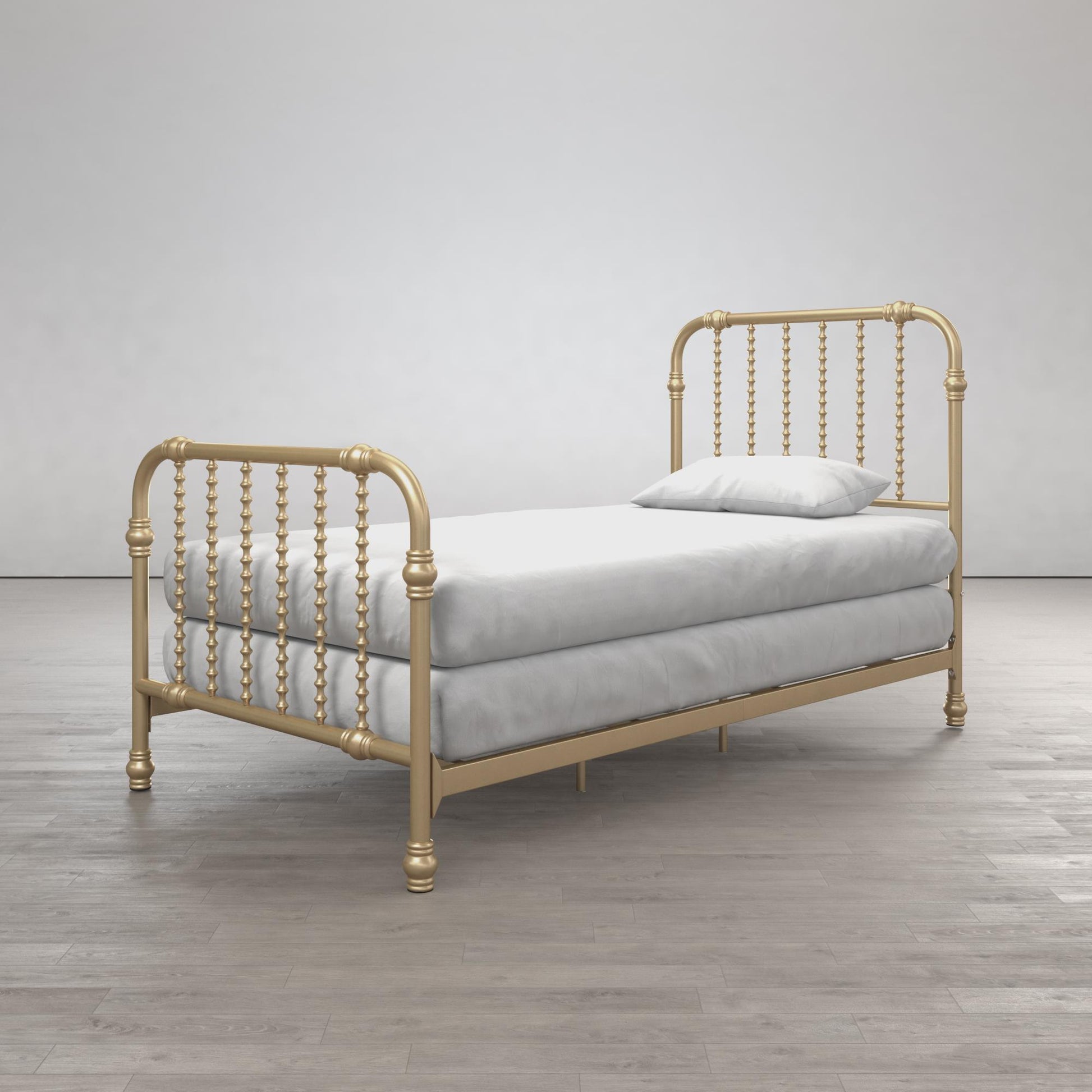 Monarch Hill Wren Metal Bed with Curved Scrollwork Design - Gold - Twin