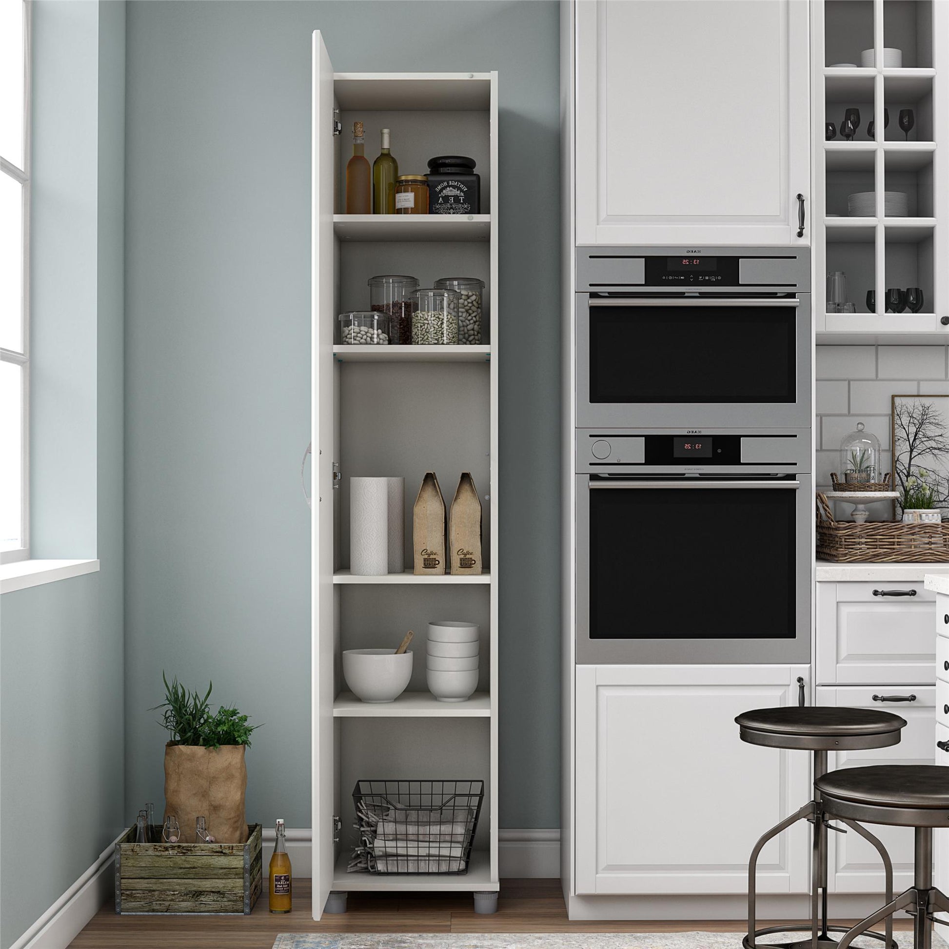 Kendall 16 Inch Multipurpose Storage Cabinet with 5 Shelves - White