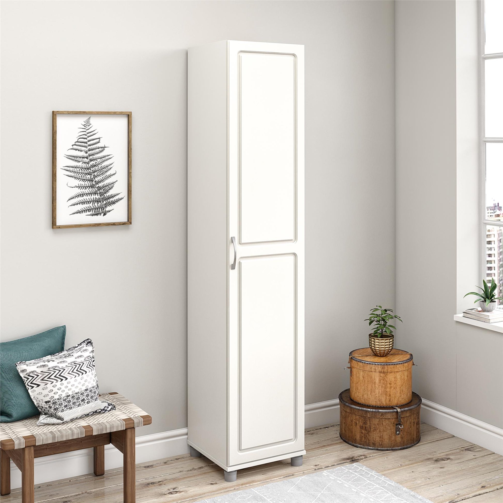 Kendall 16 Inch Multipurpose Storage Cabinet with 5 Shelves - White