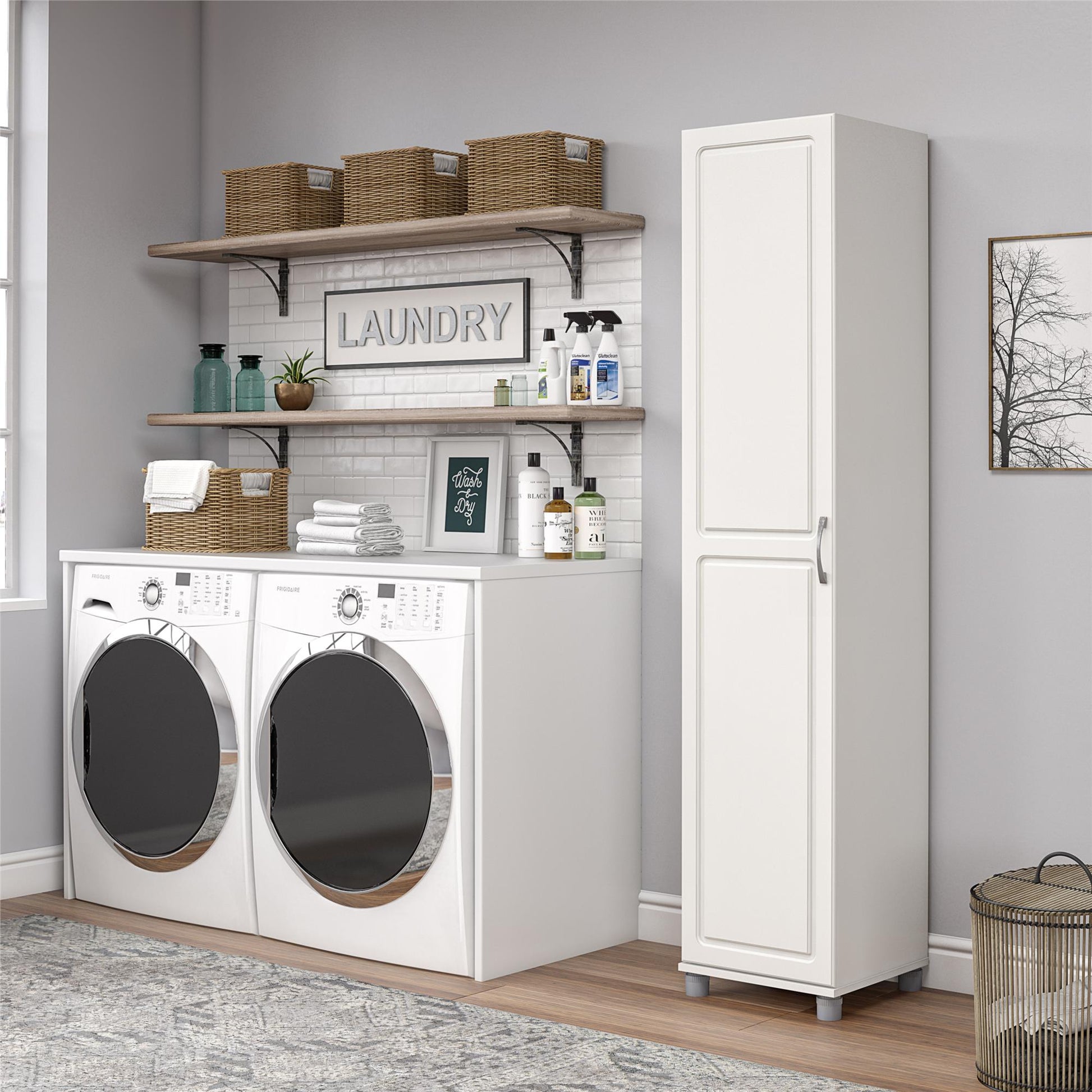 Kendall 16 Inch Multipurpose Storage Cabinet with 5 Shelves - White