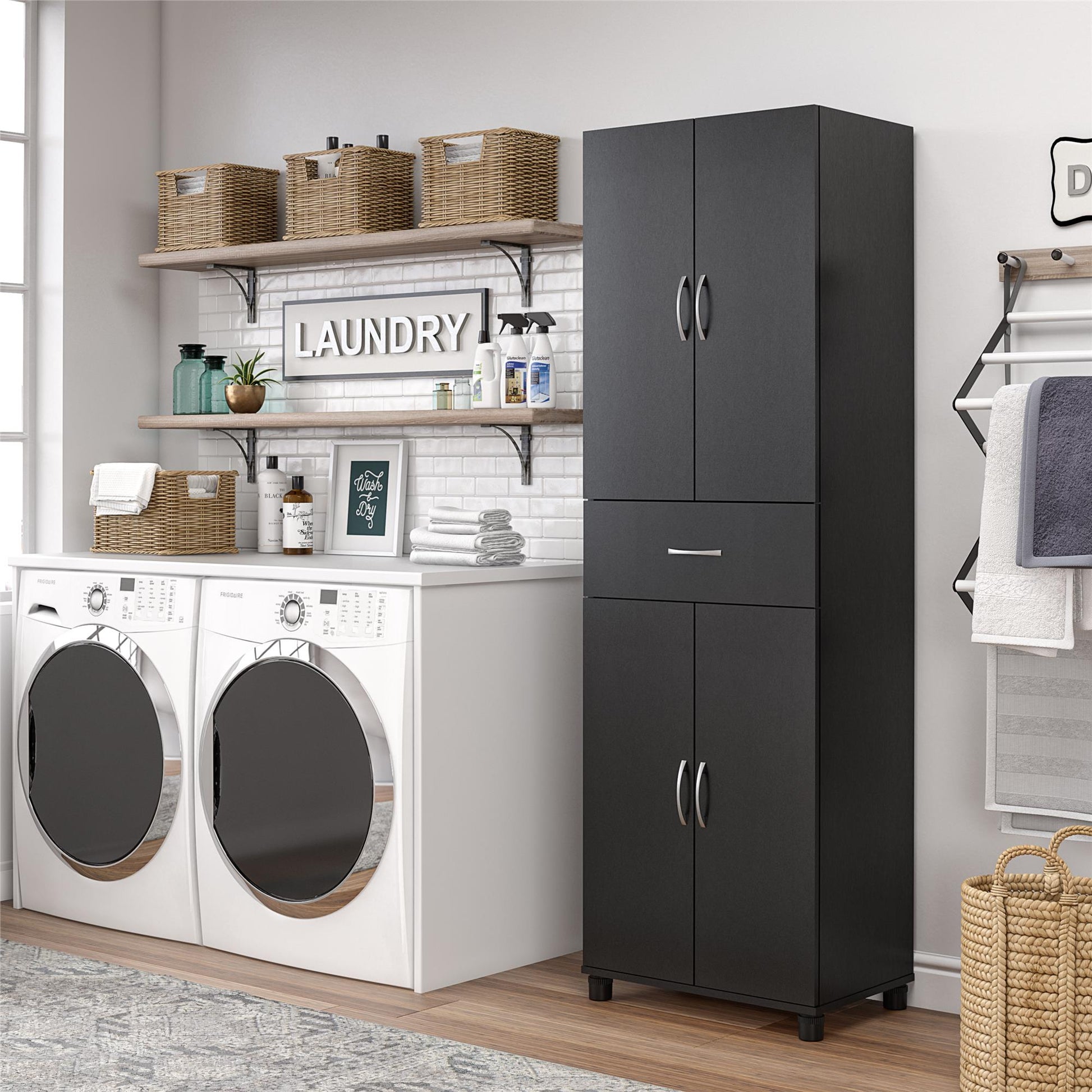 Basin 23.5 Inch Closed Storage Cabinet - Black