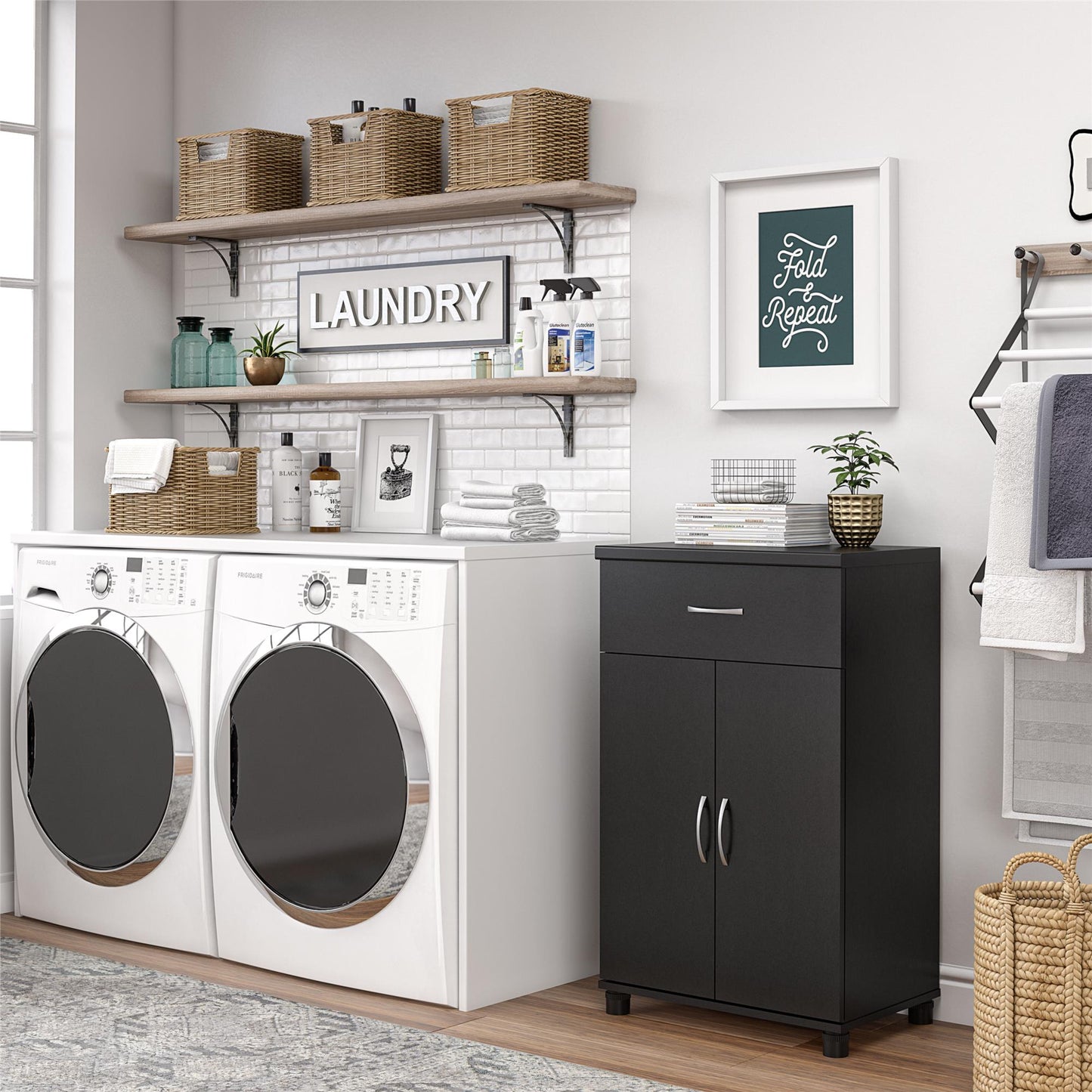 Basin 24 Inch 2 Door Base Storage Cabinet - Black