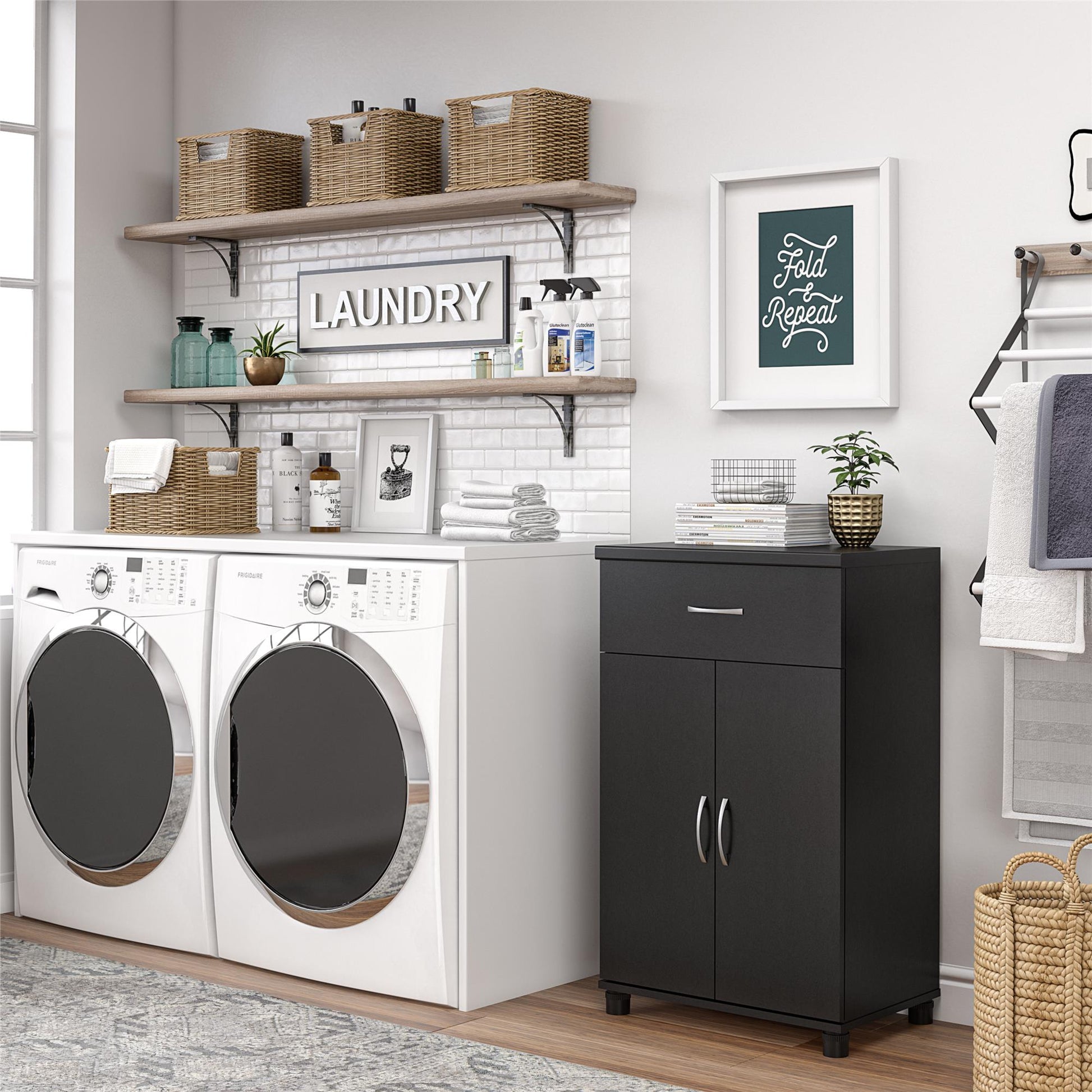 Basin 24 Inch 2 Door Base Storage Cabinet - Black